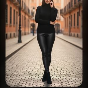 JJXX Megan Black Faux Leather High Waisted Leggings NWT Size S